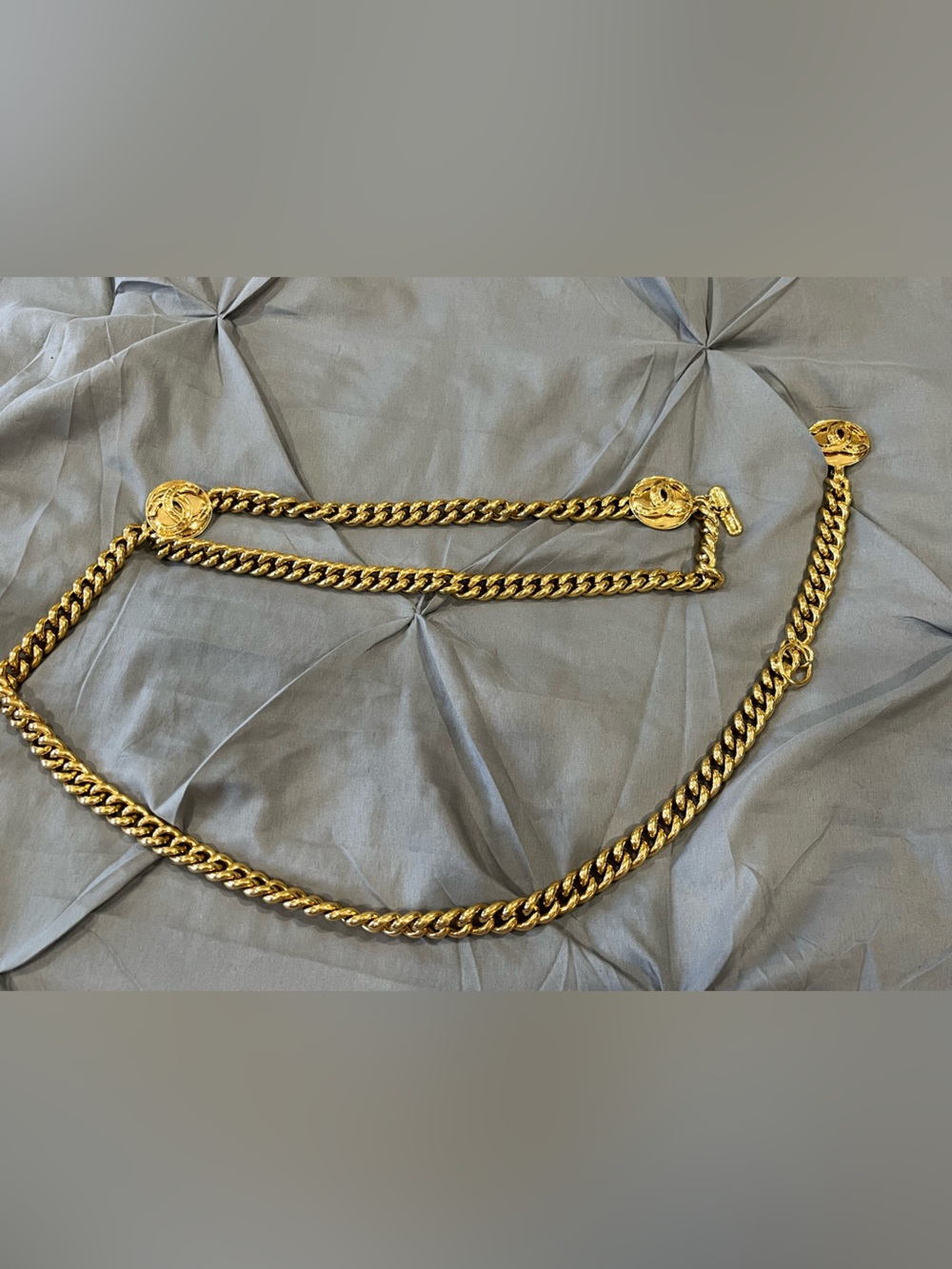 Gold-Tone Chanel Chain Belt with Medallion Accents